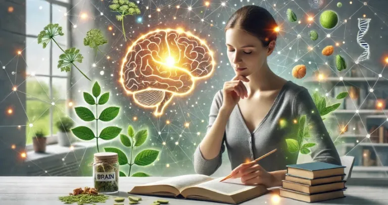 Frau lernt über Natur und Gehirnwissenschaft