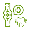 Knochen- und Zahngesundheit Grüne Ikonen für Gesundheitswesen