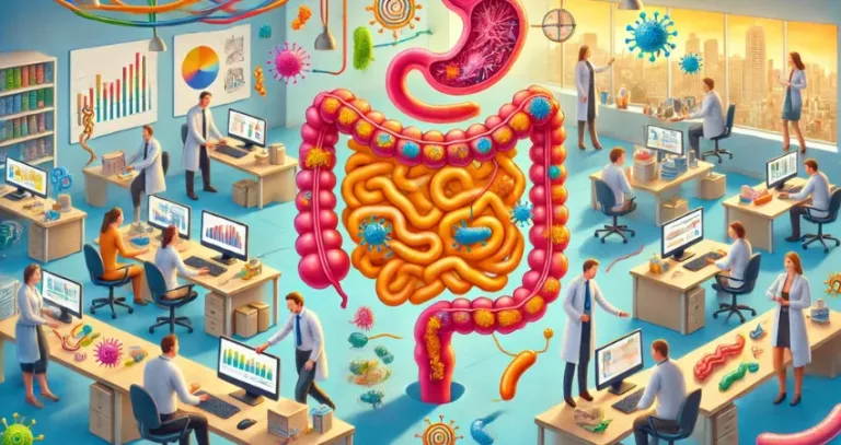 Konzeptgrafik Büro und menschlicher Körper