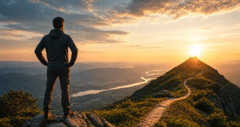 Person blickt auf Zielscheibe mit Pfeil im Zentrum – Symbol für erfolgreiche Zielsetzung im Berufs- und Privatleben