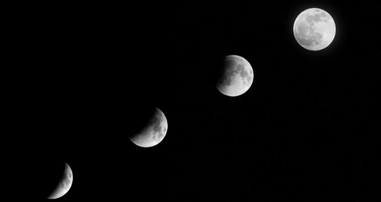 Vollmond über ruhiger Landschaft bei Nacht – Symbol für Mondphasen und deren Einfluss auf den Schlaf